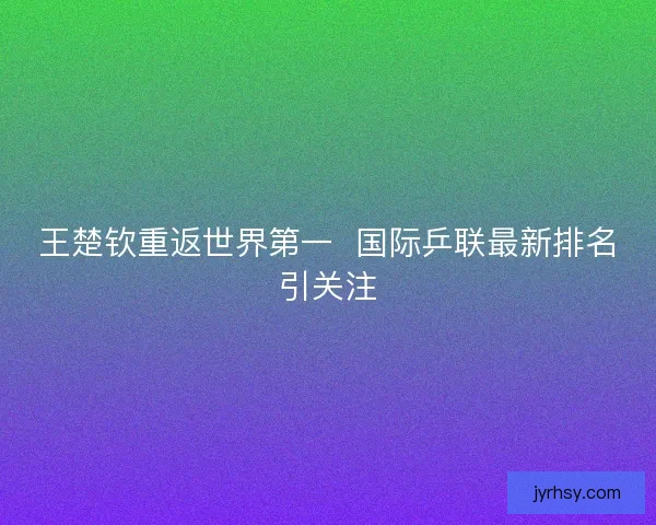 王楚钦重返世界第一  国际乒联最新排名引关注